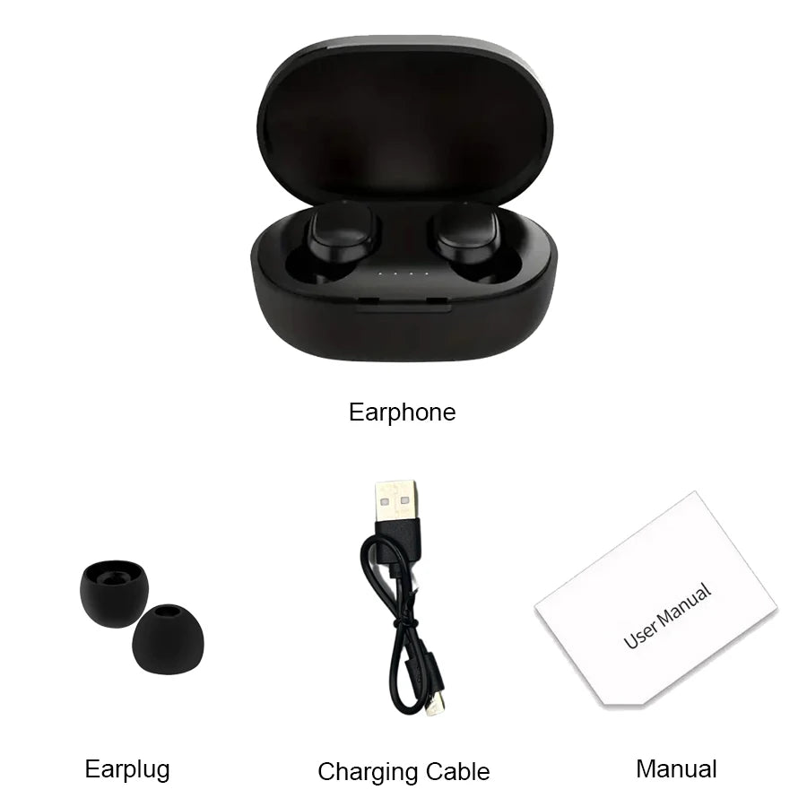 TWS A6S Wireless Bluetooth Headset Earbuds Noice Cancelling Earphone Bluetooth Headphones with Mic