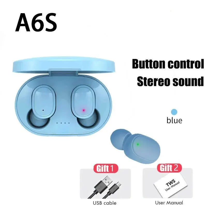 TWS A6S Wireless Bluetooth Headset Earbuds Noice Cancelling Earphone Bluetooth Headphones with Mic