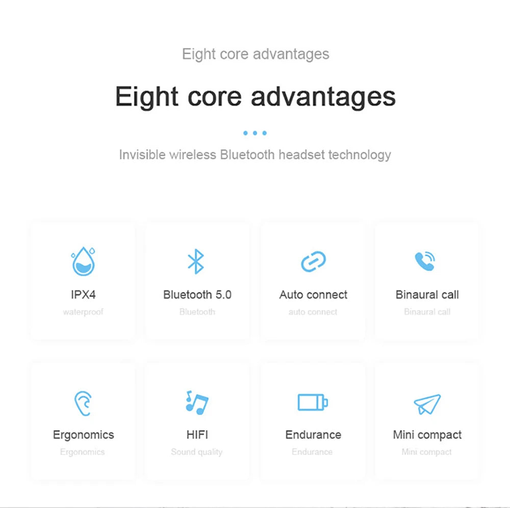 TWS A6S Wireless Bluetooth Headset Earbuds Noice Cancelling Earphone Bluetooth Headphones with Mic