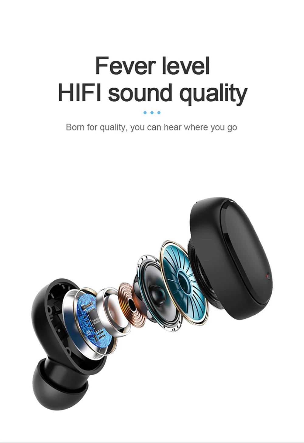 TWS A6S Wireless Bluetooth Headset Earbuds Noice Cancelling Earphone Bluetooth Headphones with Mic