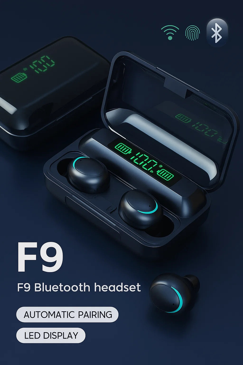 TWS F9-5 Earphone Bluetooth Earphones Wireless Headphones Hifi Stereo Sports Earbuds Headset Hearing Aids With Mic Handfree